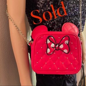 Disney Store Girls Kids Minnie Mouse Ears Purse In Red